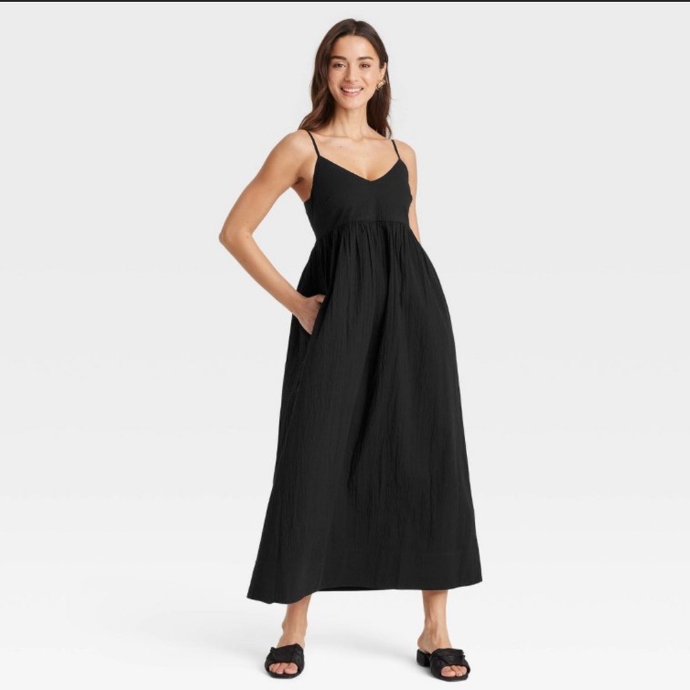 A New Day Seersucker Black Maxi Dress